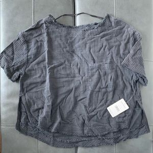 Free People Black Short Sleeve Top